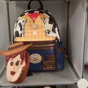 Toy story Woody Loungefly mini backpack and coin p